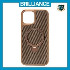 Brilliance LUX iPhone 12 Pro Max 360° Rotating Magnetic Metal Bracket Carbon Fiber Pattern Matte PC+TPU Phone case Gold