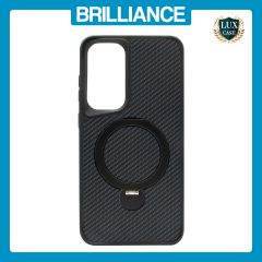 Brilliance LUX iPhone S25 plus 360Â° Rotating Magnetic Metal Bracket Carbon Fiber Pattern Matte PC+TPU Phone case Black
