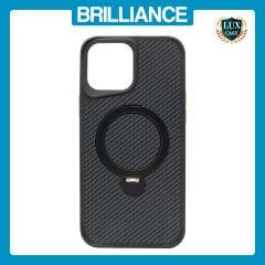 Brilliance LUX iPhone 13 Pro Max 360° Rotating Magnetic Metal Bracket Carbon Fiber Pattern Matte PC+TPU Phone case Black