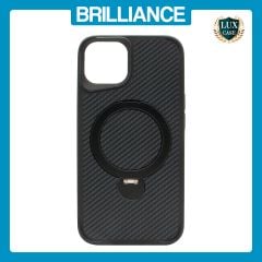 Brilliance LUX iPhone 13 360° Rotating Magnetic Metal Bracket Carbon Fiber Pattern Matte PC+TPU Phone case Black