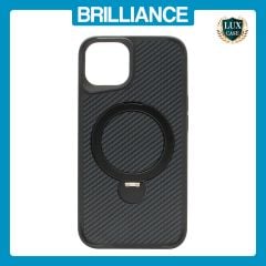 Brilliance LUX iPhone 14 360° Rotating Magnetic Metal Bracket Carbon Fiber Pattern Matte PC+TPU Phone case Black
