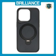 Brilliance LUX iPhone 14 Pro 360° Rotating Magnetic Metal Bracket Carbon Fiber Pattern Matte PC+TPU Phone case Black