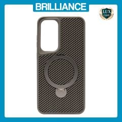 Brilliance LUX iPhone S25 plus 360Â° Rotating Magnetic Metal Bracket Carbon Fiber Pattern Matte PC+TPU Phone case Grey