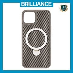 Brilliance LUX iPhone 13 360° Rotating Magnetic Metal Bracket Carbon Fiber Pattern Matte PC+TPU Phone case Grey