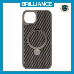 Brilliance LUX iPhone 14 Plus 360° Rotating Magnetic Metal Bracket Carbon Fiber Pattern Matte PC+TPU Phone case Grey