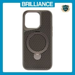 Brilliance LUX iPhone 14 Pro 360° Rotating Magnetic Metal Bracket Carbon Fiber Pattern Matte PC+TPU Phone case Grey
