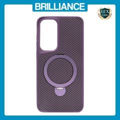 Brilliance LUX iPhone S25 plus 360Â° Rotating Magnetic Metal Bracket Carbon Fiber Pattern Matte PC+TPU Phone case Purple