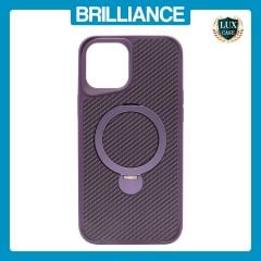 Brilliance LUX iPhone 12 Pro Max 360° Rotating Magnetic Metal Bracket Carbon Fiber Pattern Matte PC+TPU Phone case Purple