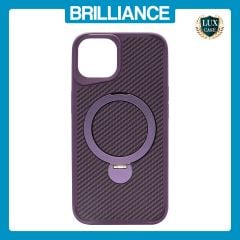 Brilliance LUX iPhone 14 360° Rotating Magnetic Metal Bracket Carbon Fiber Pattern Matte PC+TPU Phone case Purple