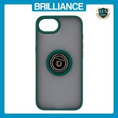 Brilliance LUX iPhone 16E Hybrid Shell Anti-shock Ring Kickstand TPU Matte Case Dark Green