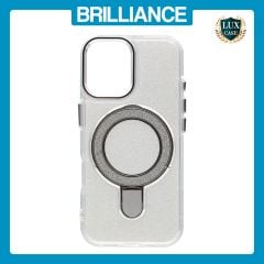 Brilliance LUX iPhone 17 Glitter Sparkle Magnetic Clear TPU + Acrylic with Kickstand Phone Case White