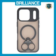 Brilliance LUX iPhone 17 Pro Anti-shock Magnetic Matte Clear TPU + Acrylic Kickstand Phone Case Black