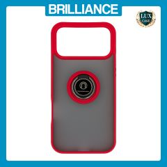 Brilliance LUX iPhone 17 Pro Max Hybrid Shell Anti-shock Ring Kickstand TPU Matte Case Red