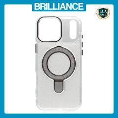 Brilliance LUX iPhone 17 Pro Max Glitter Sparkle Magnetic Clear TPU + Acrylic with Kickstand Phone Case White