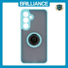 Brilliance LUX Samsung S25 Hybrid Shell Anti-shock Ring Kickstand TPU Matte Case Blue