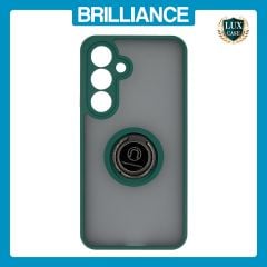 Brilliance LUX Samsung S25 Plus Hybrid Shell Anti-shock Ring Kickstand TPU Matte Case Dark Green