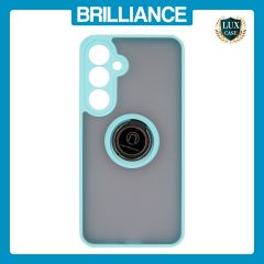 Brilliance LUX Samsung S25 Plus Hybrid Shell Anti-shock Ring Kickstand TPU Matte Case Blue