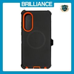 Brilliance HEAVY DUTY Samsung S25 Edge (Pro Series) + Magnetic Case Black + Orange