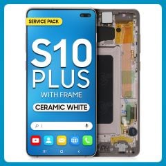 Samsung S10 Plus LCD with Touch + Frame Ceramic White SERVICE PACK