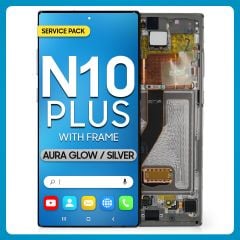 Samsung Note 10 Plus LCD With Touch + Frame Aura Glow / Silver Service Pack