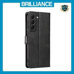 Brilliance LUX Samsung S23 Plus Book Flip Soft PU Leather Wallet with Card Pockets Case Black