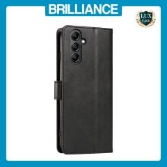 Brilliance LUX Samsung A15 5G Book Flip Soft PU Leather Wallet with Card Pockets Case Black