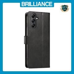 Brilliance LUX Samsung A05S 4G Book Flip Soft PU Leather Wallet with Card Pockets Case Black