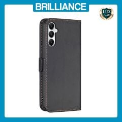 Brilliance LUX Samsung A05S Flip Book PU Leather Wallet  Holder & Stand with Card Pockets Case Black