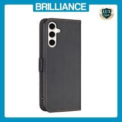 Brilliance LUX Samsung S23 FE Flip Book PU Leather Wallet  Holder & Stand with Card Pockets Case Black