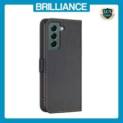 Brilliance LUX Samsung S21 FE/S21 LITE Flip Book PU Leather Wallet  Holder & Stand with Card Pockets Case Black