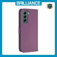 Brilliance LUX Samsung S21 Flip Book PU Leather Wallet  Holder & Stand with Card Pockets Case Purple