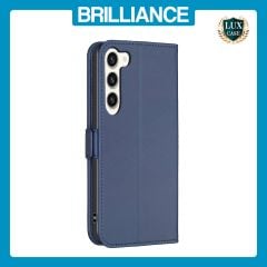 Brilliance LUX Samsung S24 Flip Book PU Leather Wallet  Holder & Stand with Card Pockets Case Blue