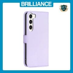 Brilliance LUX Samsung S24 Flip Book PU Leather Wallet  Holder & Stand with Card Pockets Case Light Purple
