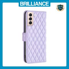 Brilliance LUX Samsung S21 Plus Flip Book PU real Leather Wallet Holder & Kickstand with Card Pockets Case Purple