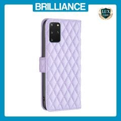Brilliance LUX Samsung S20 Plus Flip Book PU real Leather Wallet Holder & Kickstand with Card Pockets Case Purple