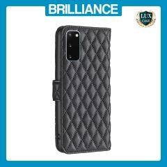 Brilliance LUX Samsung S20 Plus Flip Book PU real Leather Wallet Holder & Kickstand with Card Pockets Case Black