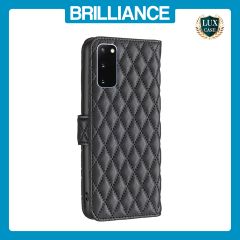 Brilliance LUX Samsung S20 Flip Book PU real Leather Wallet Holder & Kickstand with Card Pockets Case Black