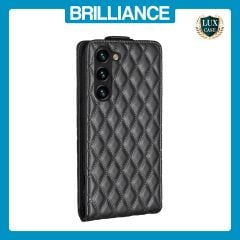 Brilliance LUX Samsung S24 Plus Flip PU Photo Frame Leather Up And Down Wallet with Card Pockets Case Black