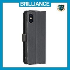 Brilliance LUX iPhone XS Max Flip Book PU Genuine Leather Detachable Strong Magnetic Wallet with Card Pockets Case Black