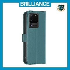 Brilliance LUX Samsung S20 Ultra Flip Book PU Genuine Leather Detachable Strong Magnetic Wallet with Card Pockets Case Green