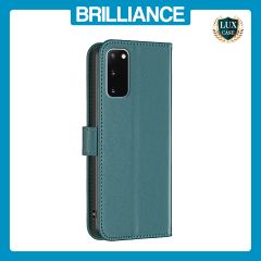 Brilliance LUX Samsung S20 Flip Book PU Genuine Leather Detachable Strong Magnetic Wallet with Card Pockets Case Green