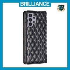 Brilliance LUX Samsung A32 5G Flip PU Leather Holder Slots Magnetic Wallet with Card Pockets Case Black