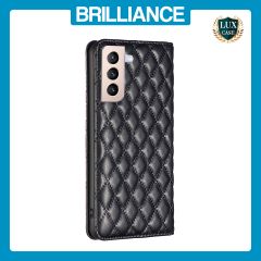 Brilliance LUX Samsung S21 Plus Flip PU Leather Holder Slots Magnetic Wallet with Card Pockets Case Black