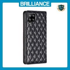 Brilliance LUX Samsung A42 5G Flip PU Leather Holder Slots Magnetic Wallet with Card Pockets Case Black