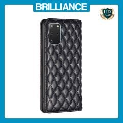Brilliance LUX Samsung S20 Plus Flip PU Leather Holder Slots Magnetic Wallet with Card Pockets Case Black