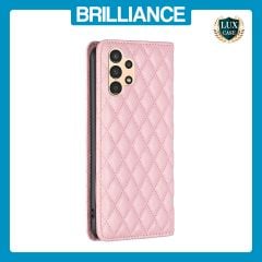Brilliance LUX Samsung A13 4G/5G Flip PU Leather Holder Slots Magnetic Wallet with Card Pockets Case Pink