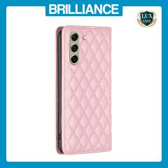Brilliance LUX Samsung S21 FE/S21 LITE Flip PU Leather Holder Slots Magnetic Wallet with Card Pockets Case Pink