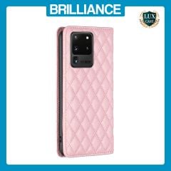 Brilliance LUX Samsung S20 Ultra Flip PU Leather Holder Slots Magnetic Wallet with Card Pockets Case Pink