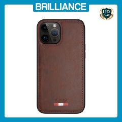 Brilliance LUX iPhone 12 Pro Max TPU PC Leather Scratch Proof Hybrid Case Brown