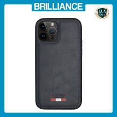 Brilliance LUX iPhone 12 Pro Max TPU PC Leather Scratch Proof Hybrid Case Blue